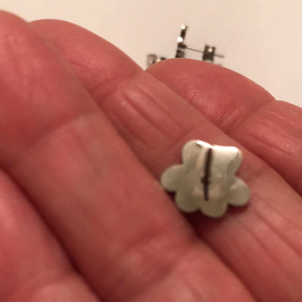 Teal Paw Print Stud Earrings - Silver Trim - Picture 4 of 6